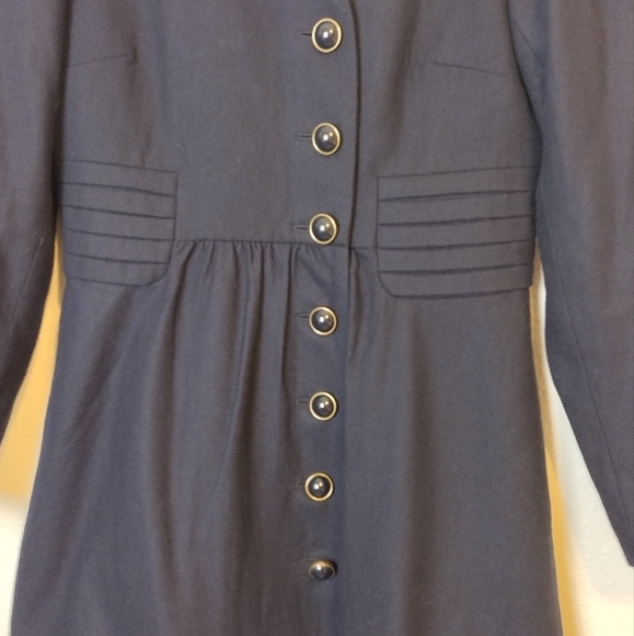 ModCloth women's wool blend navy blue button down trench coat casual sz L - Picture 8 of 8